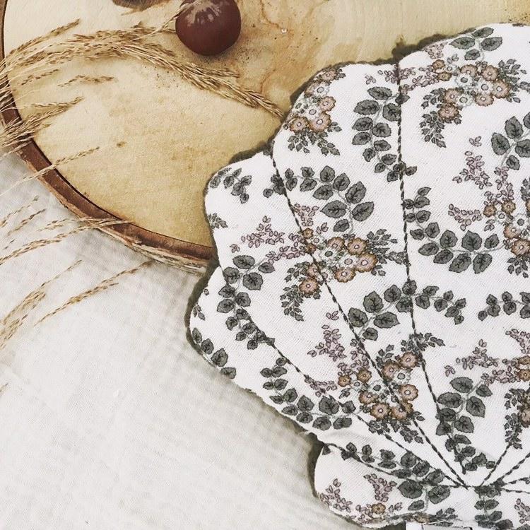 Bouillotte seche - COQUILLAGE - gaze fleurs kaki