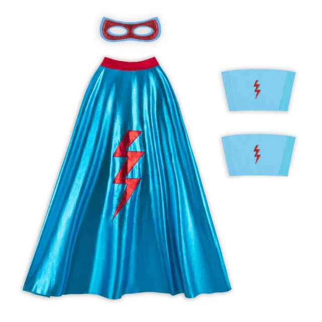 Set de deguisements super-heros bleu cape+masque+ manchettes