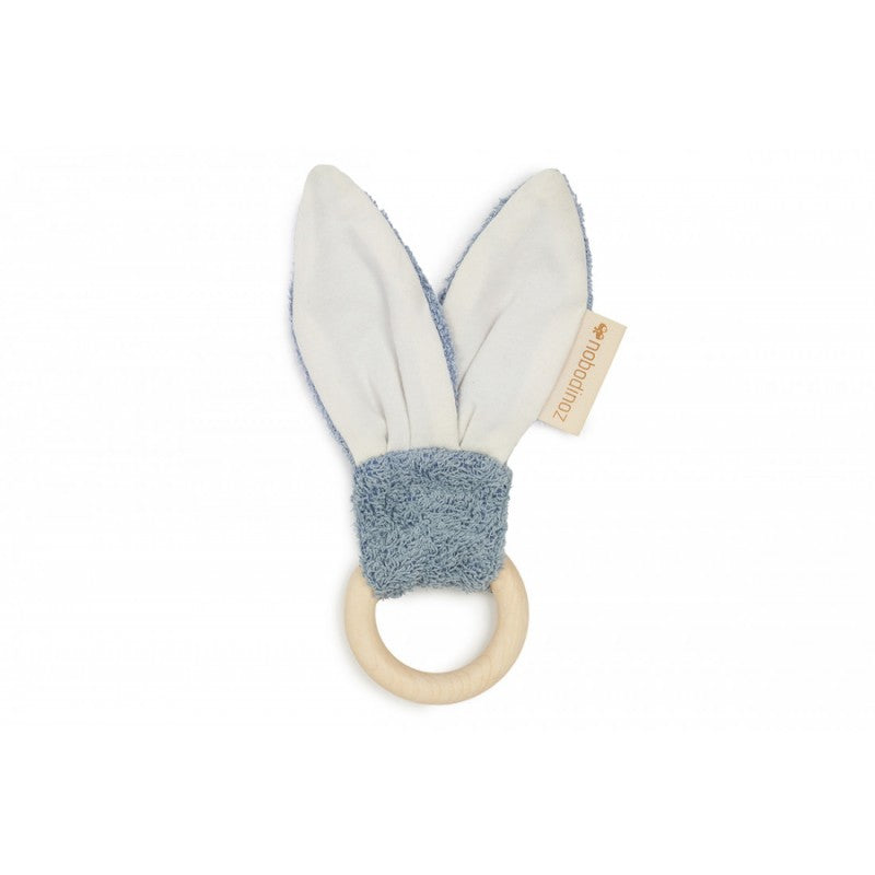 BUNNY TEETHER RING 7CM BLUE