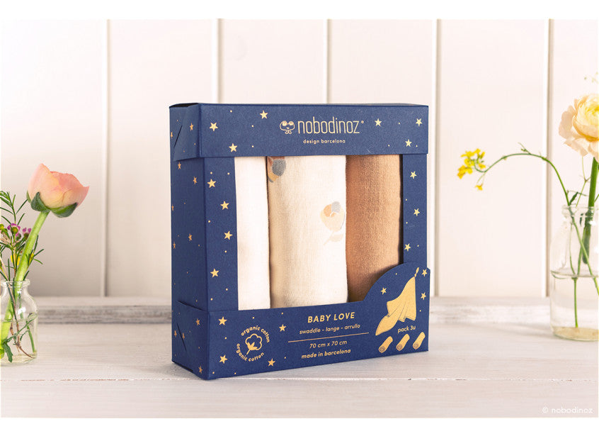 BOX 3U BABY LOVE SWADDLES 70X70 PACK FLORE