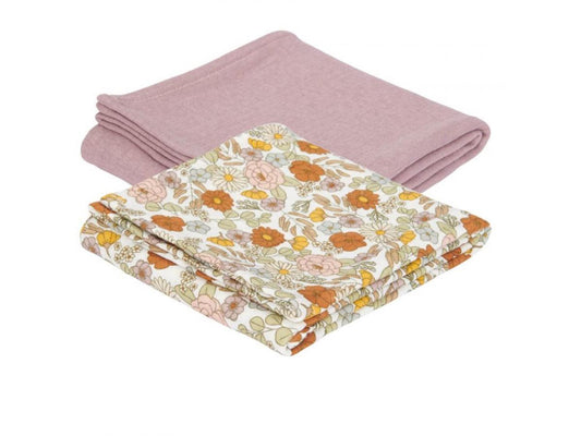 Langes Swaddles - Vintage Little Flowers/Pure Mauve - 70 x 70cm