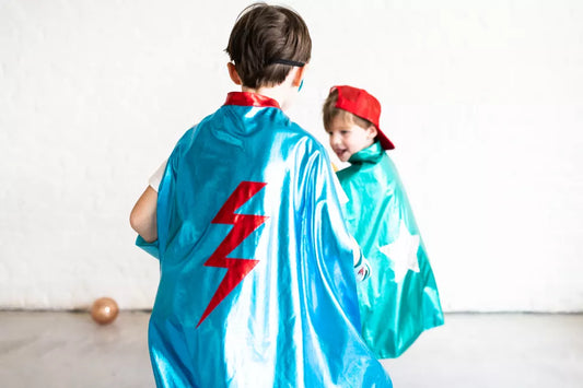 Set de deguisements super-heros bleu cape+masque+ manchettes