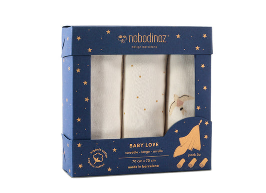 BOX 3U BABY LOVE SWADDLES 70X70 PACK HAIKU BIRDS